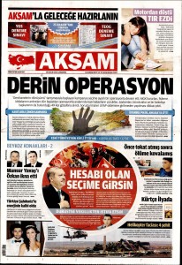 Akşam'ın 18 Aralık 2013 tarihli 1'inci sayfası.