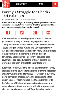 Daily Beast, 'Türkiye'nin kuvvetler ayrılığı mücadelesi' başlığını kullandı.