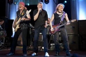 Glover, Gillan and Morse of rock band Deep Purple perform onstage at the 20th Caribana Festival in Nyon
