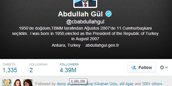 abdullah gül follower sayısı 2