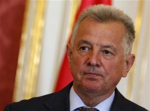 Hungarian President Schmitt holds a news conference in Budapest