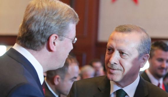 Turkish PM Erdogan talks with European Union enlargement commissioner Fuele in Istanbul