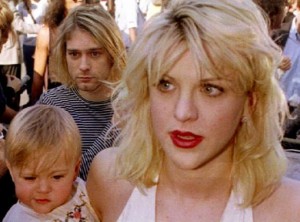 File photo of Kurt Cobain arriving with wife Courtney Love, holding their daughter Frances Bean Cobain, for the MTV Music Awards show in Los Angeles