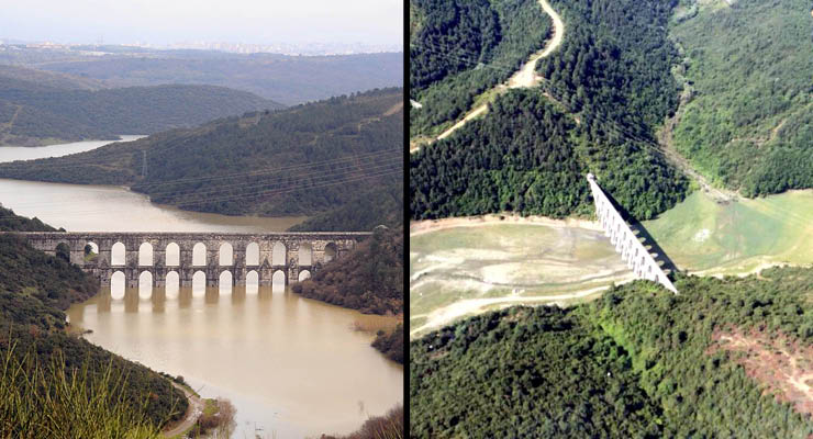 Su sorununun en önemli göstergelerinden biri haline gelen Alibeyköy Barajı eski ve yeni haliyle...