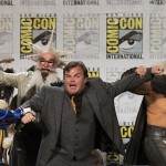 Cast member Black is escorted off stage by characters from the movie “Goosebumps” at its panel during the 2014 Comic-Con International Convention in San Diego