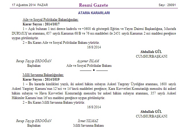 resmi gazete erdogan