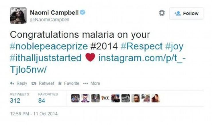 Naomi Campbell tweet