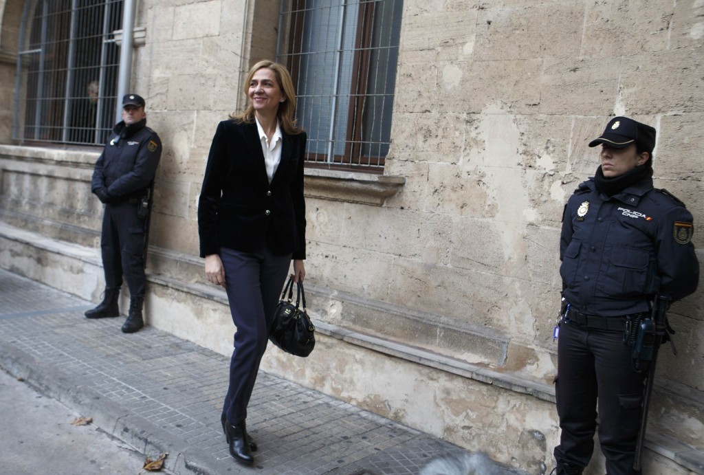 File photo of Spain's Princess Cristina arriving at a courthouse in Palma de Mallorca