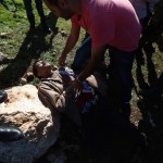 Palestinian Minister Abu Ein falls after being hit by Israeli soldiers near the West Bank city of Ramallah