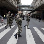 French soldiers patrol in the street near a department store in Paris as part of the highest level of “Vigipirate” security plan after a shooting at the Paris offices of Charlie Hebdo