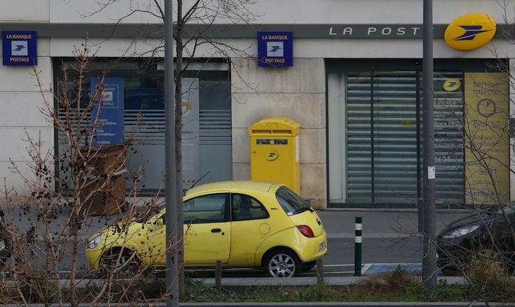 A general view shows the post office in Colombes outside Paris, were an armed gunman is holding hostages