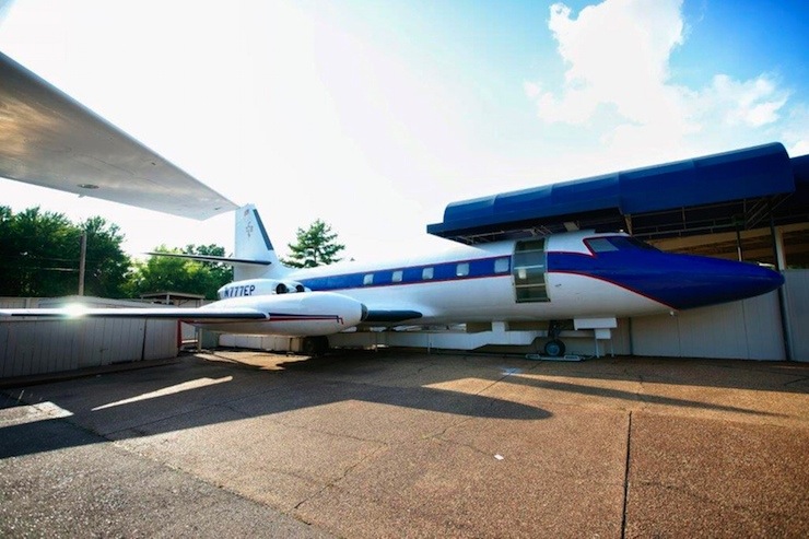 Publicity photo of the "Hound Dog II", a jet owned by entertainer Elvis Presley