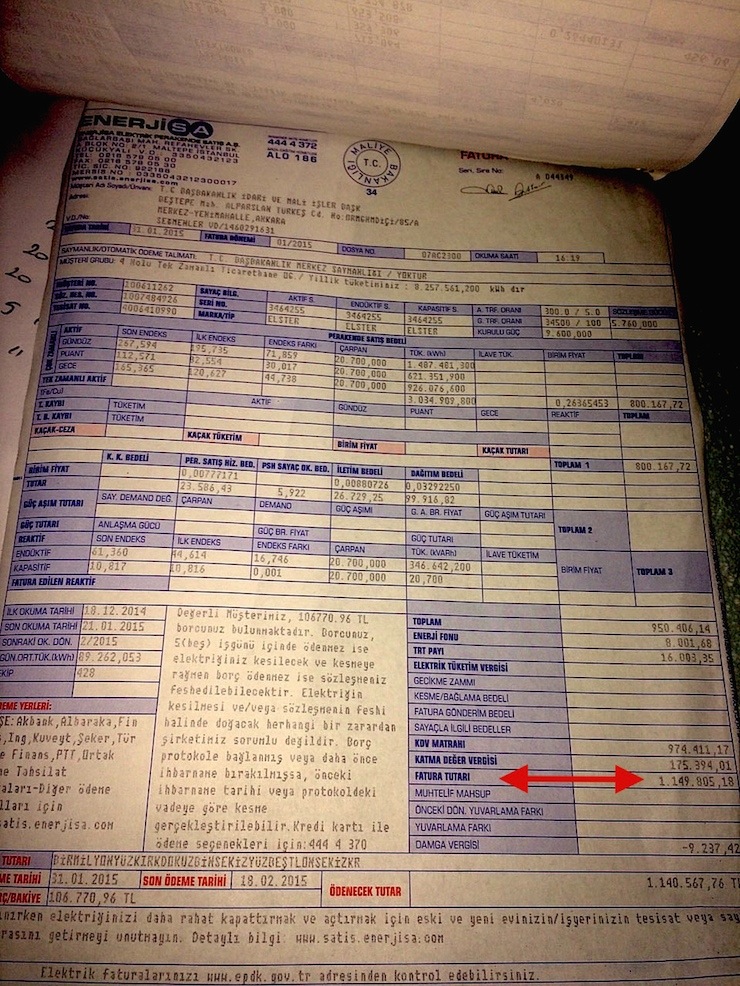 aksaray elektrik faturasi