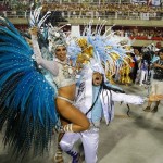 Portela samba school drum queen Patrica Nery and singer Carlinhos Brown participate in the annual carnival parade in Rio de Janeiro's Sambadrome