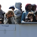 Migrants arrive at the Sicilian harbor of Augusta