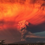 Smoke and ash rise from the Calbuco volcano as seen from the city of Puerto Montt