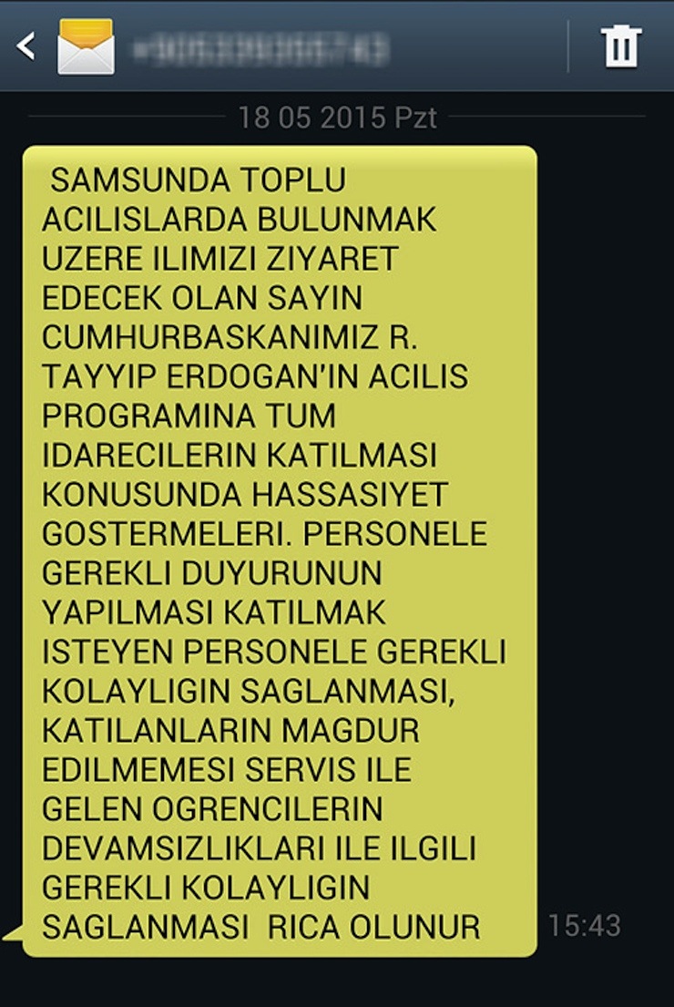 erdogan samsun sms