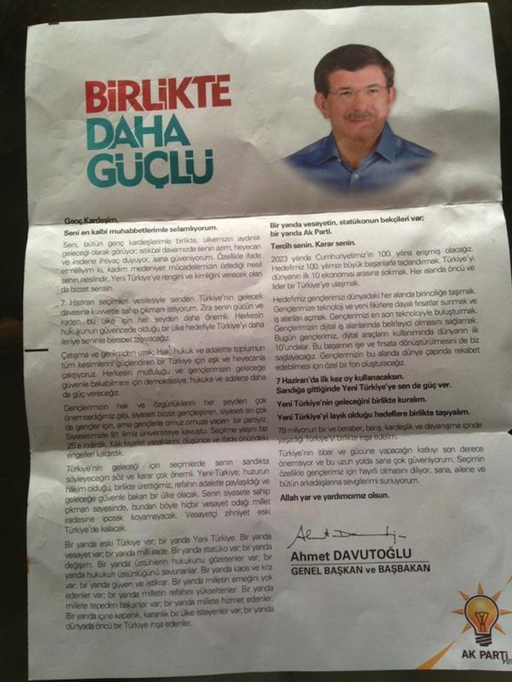 davutoglu mektup