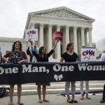 Supporters of traditional marriage between a man and a woman rally in front of the Supreme Court in Washington