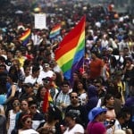 Participants march during a Gay Pride Parade in Mexico City