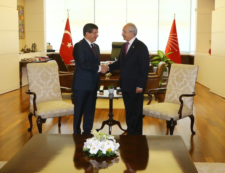 Turkey's PM Davutoglu meets main opposition Republican People's Party Leader Kemal Kilicdaroglu in Ankara