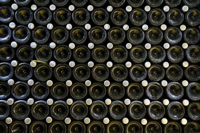 Bottles of maturing wine are pictured in the Kovacevic Winery in the town of Irig