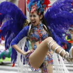 Japanese samba dancer performs during the 34th annual Asakusa Samba Carnival in Tokyo