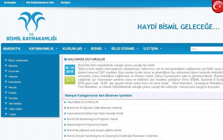 bismil sokaga cikma yasagi