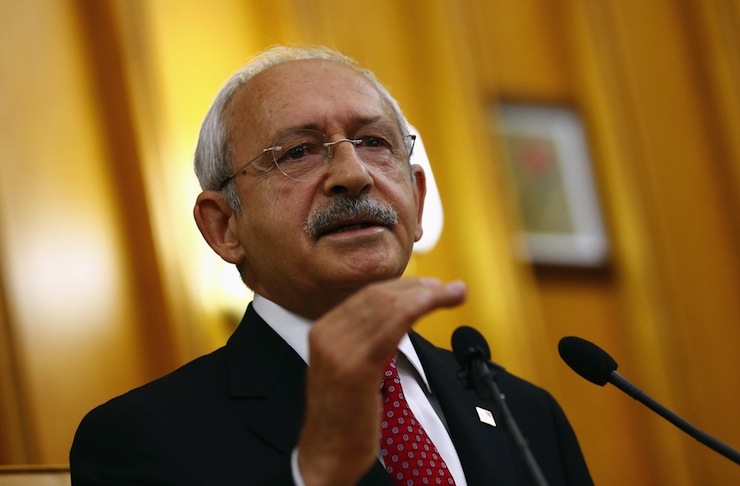 Republican People's Party (CHP) leader Kemal Kilicdaroglu addresses members of parliament from his party during a meeting at the Turkish parliament in Ankara, Turkey, June 30, 2015. Turkey's main opposition party leader warned on Tuesday any military intervention in Syria would spell disaster for Turkey and in comments clearly aimed at President Tayyip Erdogan said the country could not be "a plaything for your ambition". REUTERS/Umit Bektas