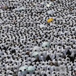Muslim pilgrims perform prayers in Arafat during the annual haj pilgrimage, outside the holy city of Mecca