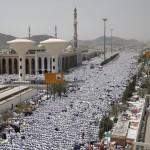 Muslim pilgrims perform prayers in Arafat during the annual haj pilgrimage, outside the holy city of Mecca