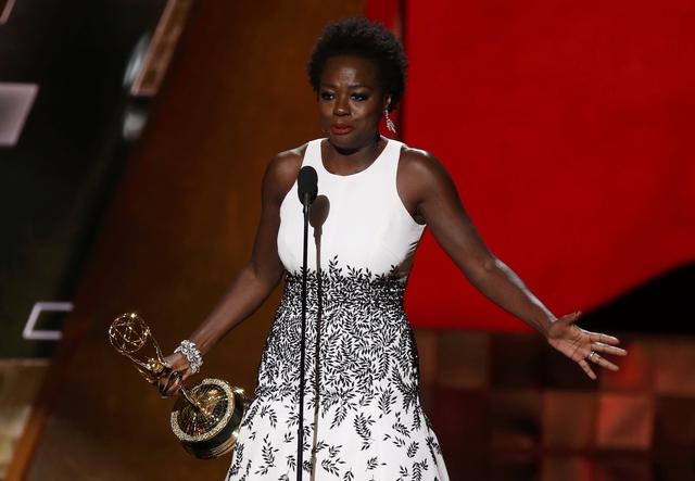Viola Davis accepts the award for Outstanding Lead Actress In A Drama Series for her role in ABC's "How To Get Away With Murder" at the 67th Primetime Emmy Awards in Los Angeles
