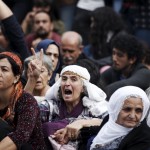 Demonstrators in central Istanbul attend a protest against Saturday's bombings in Ankara, Turkey