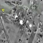 Frame grab shows airstrikes carried out by Russian air force hitting target in Syria
