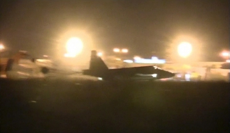 A frame grab taken from footage released October 1, 2015, shows a Russian military jet taxiing on runway shortly after the landing in Syria. Russia estimates its air strike campaign in Syria could last three to four months, the head of the foreign affairs committee at the State Duma, Russia's parliament, said on Friday. REUTERS/Reuters TV/Pool THIS IMAGE HAS BEEN SUPPLIED BY A THIRD PARTY. IT IS DISTRIBUTED, EXACTLY AS RECEIVED BY REUTERS, AS A SERVICE TO CLIENTS. TPX IMAGES OF THE DAY
