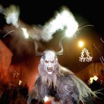 A man dressed as a devil performs during a Krampus show in the southern Bohemian town of Kaplice
