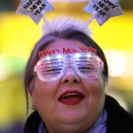 Blanca Montemayor of Mexico celebrates New Year's Eve at the Fremont Street Experience in Las Vegas