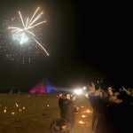 Egyptians celebrate in front of pyramids during New Year celebrations on the outskirts of Cairo