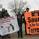 Muslim Americans protest against the execution of Shi'ite Muslim cleric Nimr al-Nimr in Saudi Arabia, during a rally in Dearborn