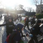 Police secure the area after an explosion in central Istanbul