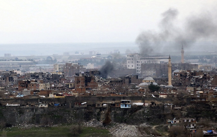 Buildings which were damaged during the security operations and clashes between Turkish security forces and Kurdish militants, are pictured in Sur district of Diyarbakir