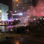 Emergency workers work at the explosion site in Ankara