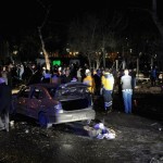 Emergency workers work at the explosion site in Ankara