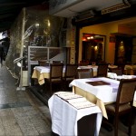 Empty tables are seen following a suicide bombing in a major shopping and tourist district in central Istanbul