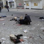 Police secure the area following a suicide bombing in a major shopping and tourist district in central Istanbul
