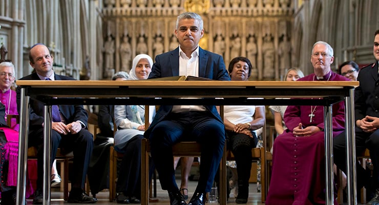 Sadiq Khan attends the signing ceremony for the newly elected Mayor of London, in Southwark Cathedral, London, Britain, May 7, 2016. REUTERS/Yui Mok/Pool