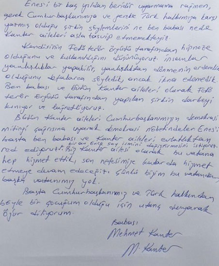 mehmet kanter mektup