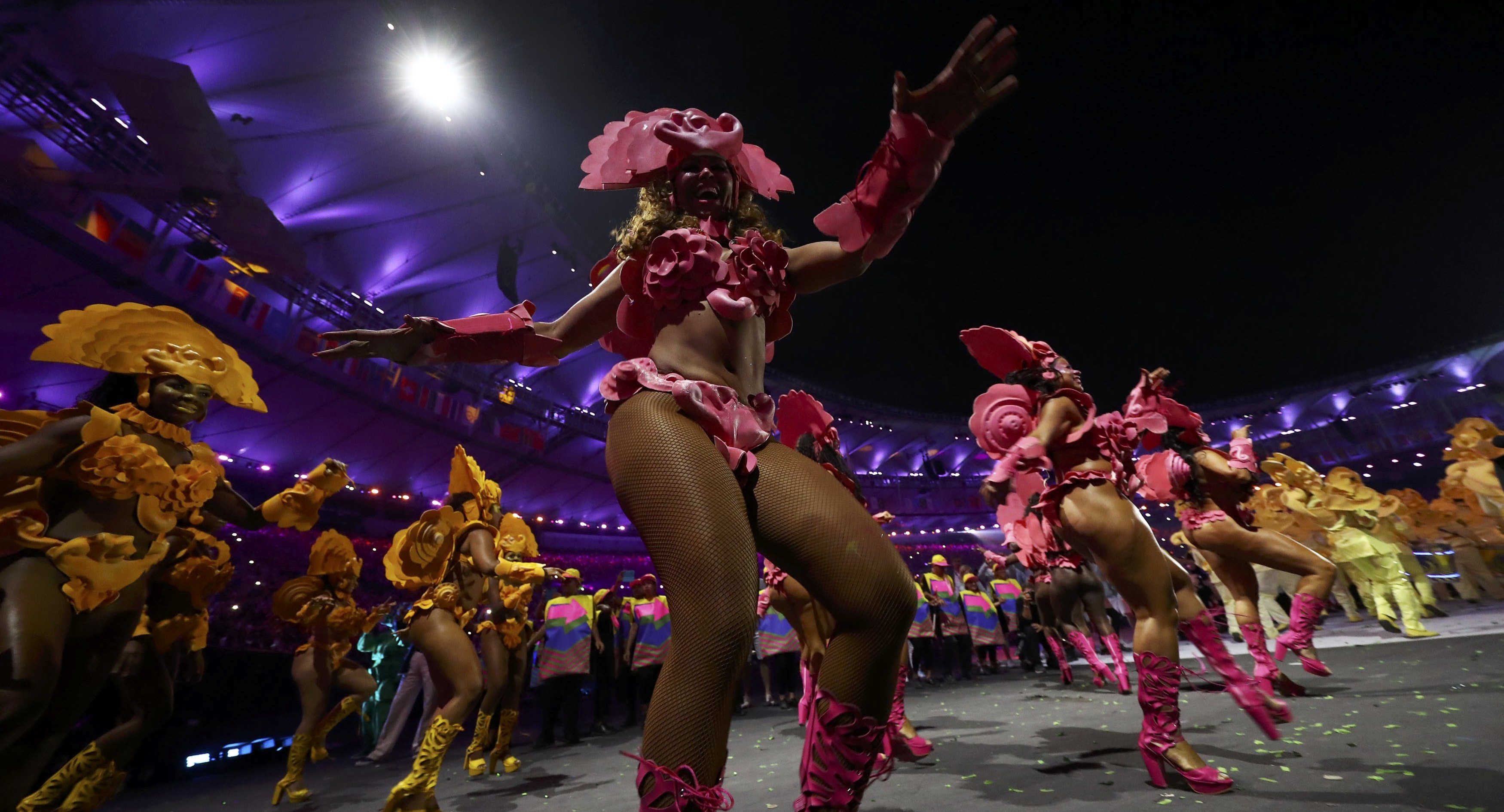 2016 Rio Olympics - Opening ceremony - Maracana - Rio de Janeiro, Brazil - 05/08/2016. Performers take part in the opening ceremony. REUTERS/Kai Pfaffenbach FOR EDITORIAL USE ONLY. NOT FOR SALE FOR MARKETING OR ADVERTISING CAMPAIGNS.