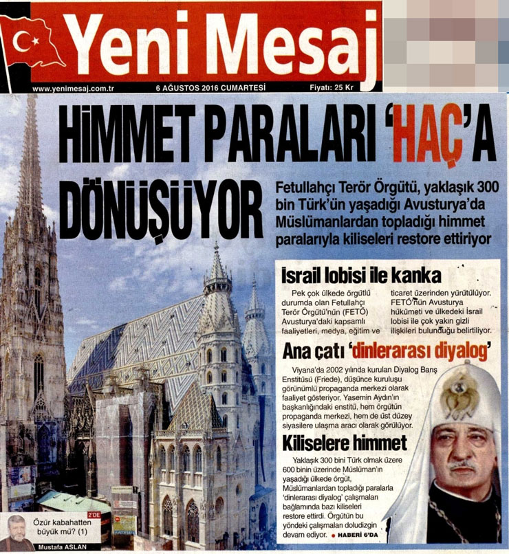 6 Ağustos 2016, Yeni Mesaj.