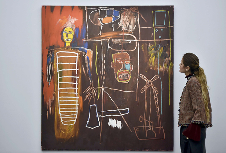'Air Power' by Jean-Michel Basquiat, part British pop star David Bowie's collection, is exhibited in a press view at Sotheby's auction house, in central London